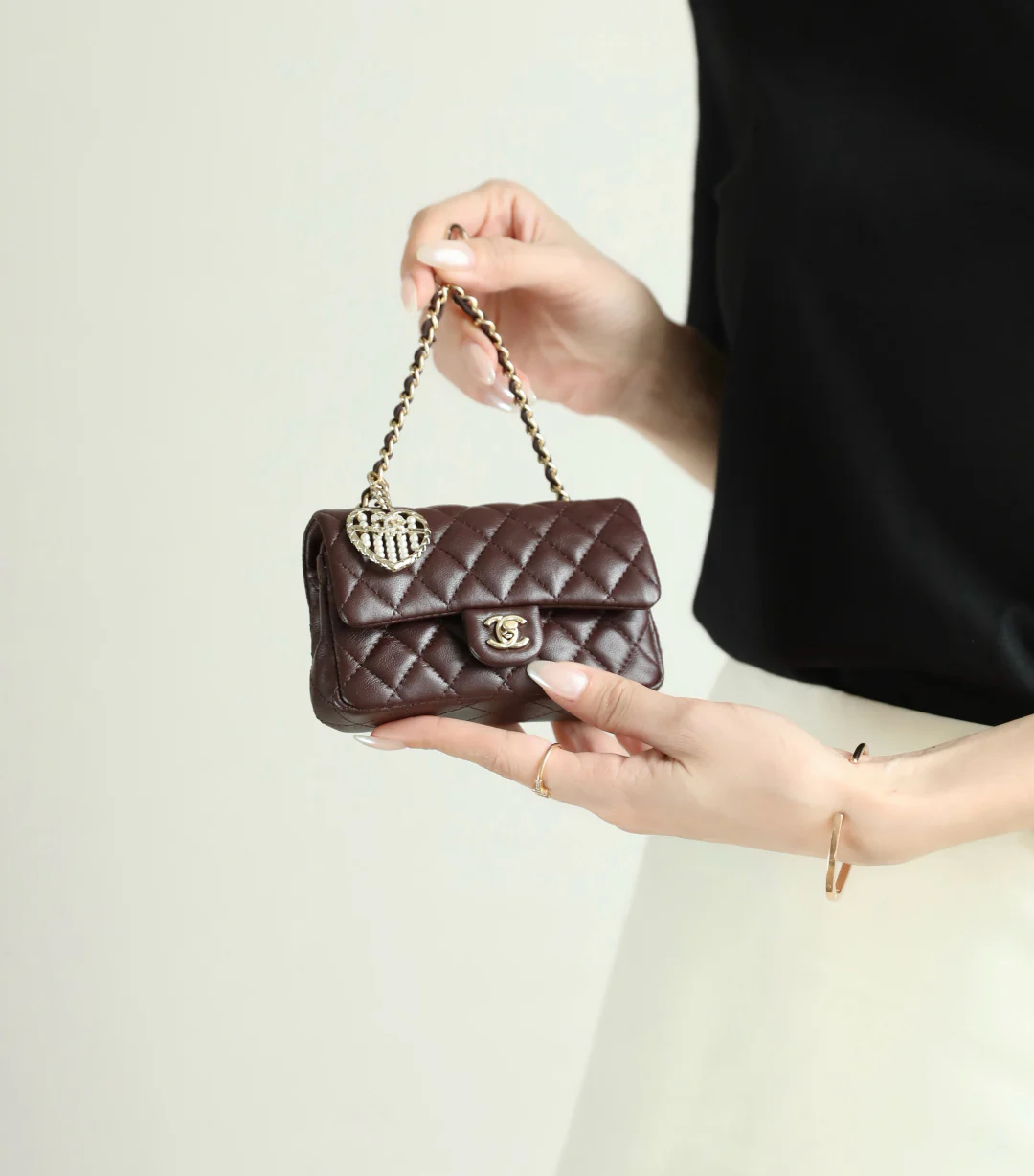 Chanel - Классический шарм - Бордовый - Пряжка из светлого золота