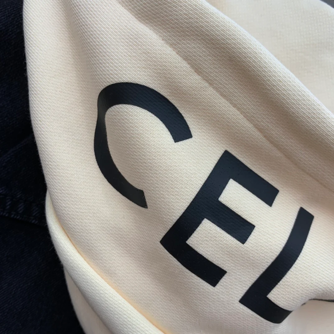 Джинсовая куртка Celine 2403 с капюшоном и надписью 