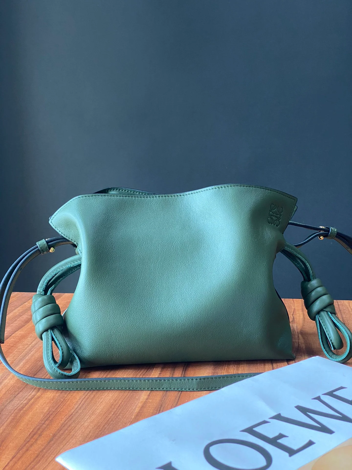 Loewe 2020 Upgraded Flamenco Leather Mini Grass Green