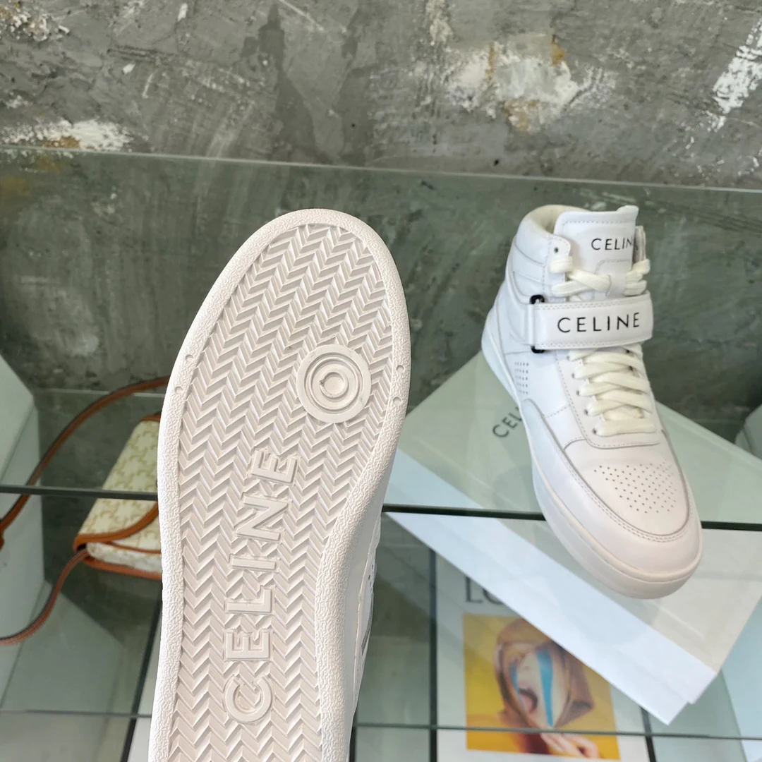 Спортивные повседневные высокие кроссовки Celine - белые