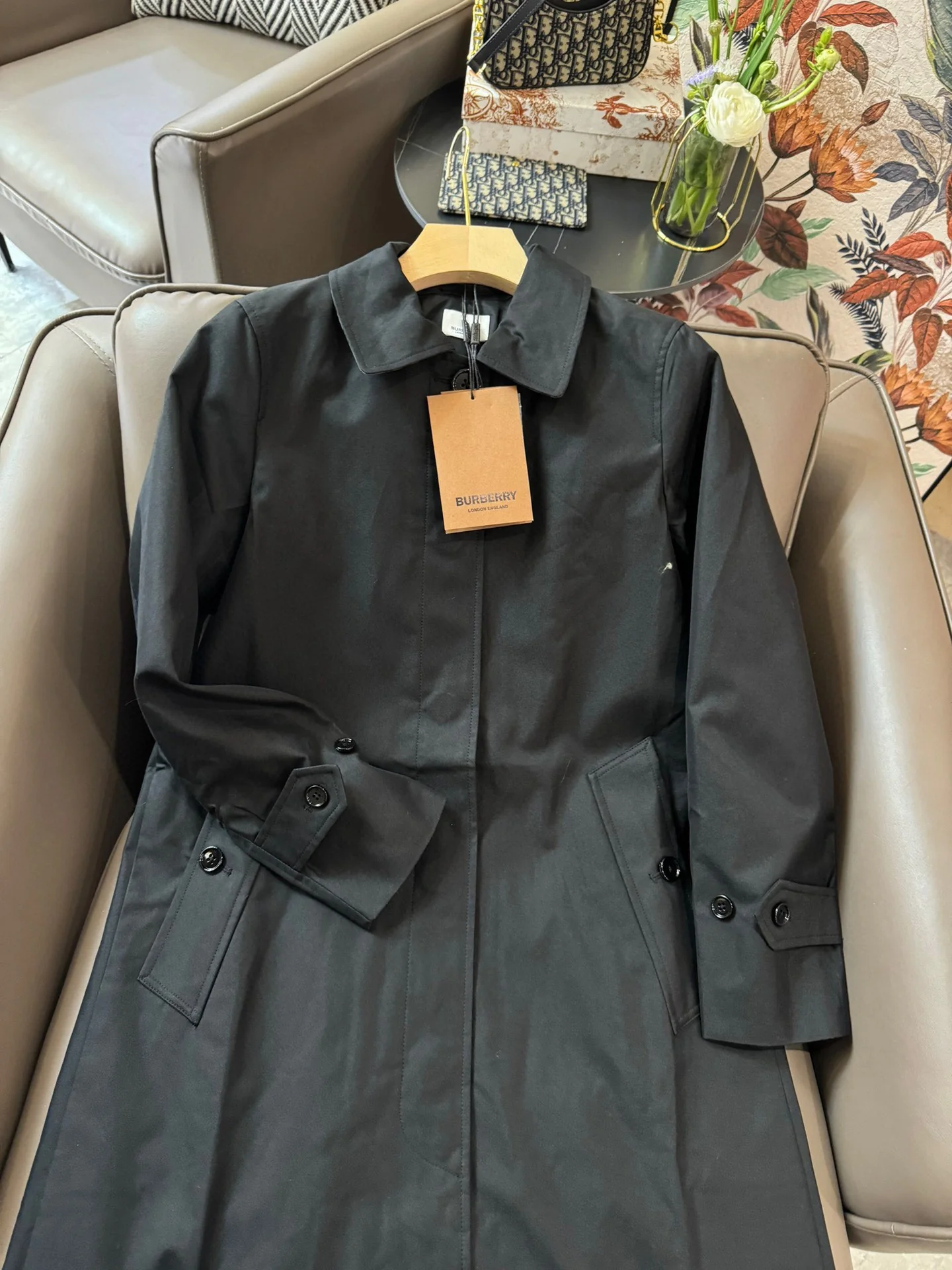 Длинный французский тренч Burberry 2403 - черный