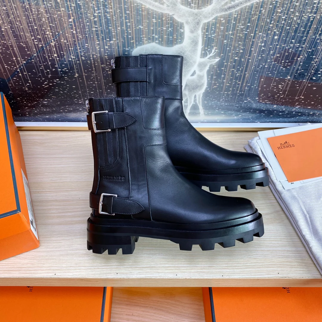 Классические ботильоны Hermes 2023 года - черные