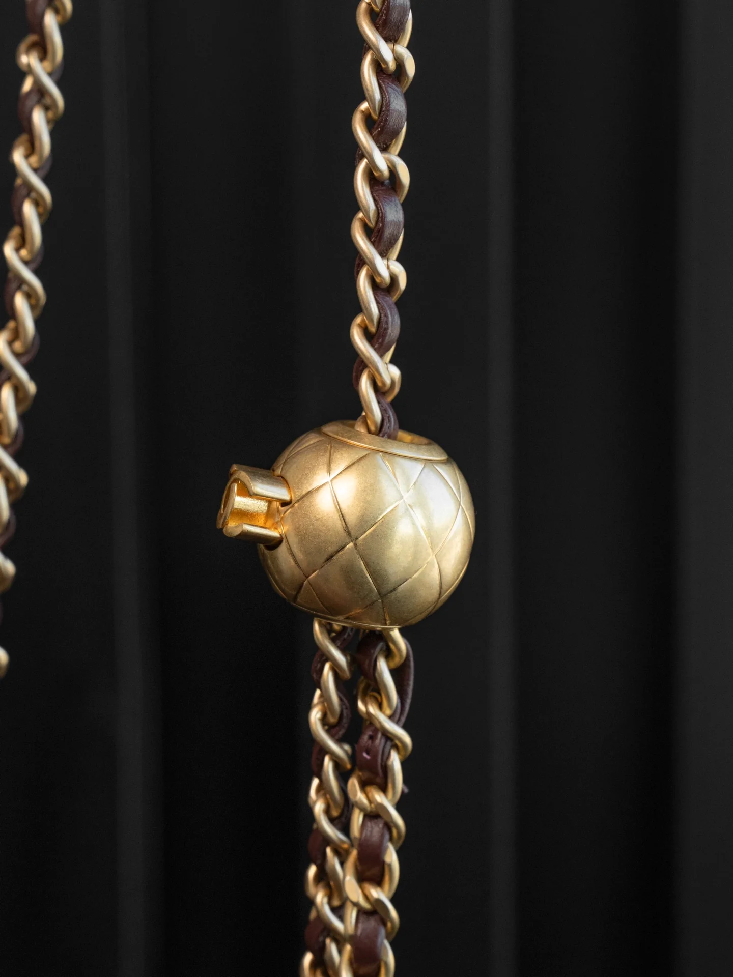 Chanel 24k CF Gold Ball Square Fat Man - Reddish Brown