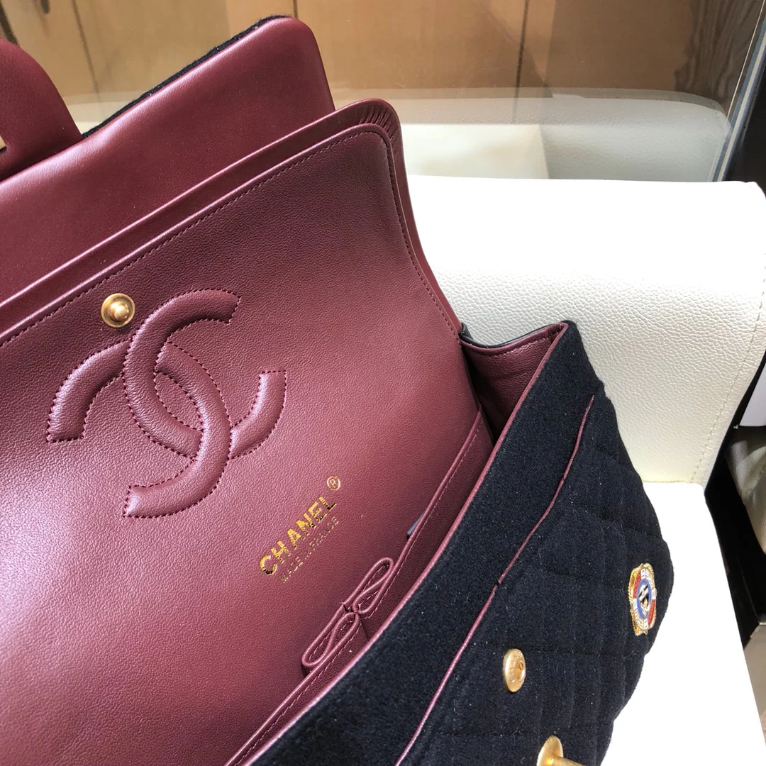 Chanel - Значок с морской тематикой - Сумка CF - Черная - 25 см