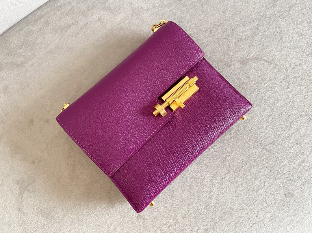 Hermes Verrou Mini Goatskin P9 Anemone Purple Gold Buckle