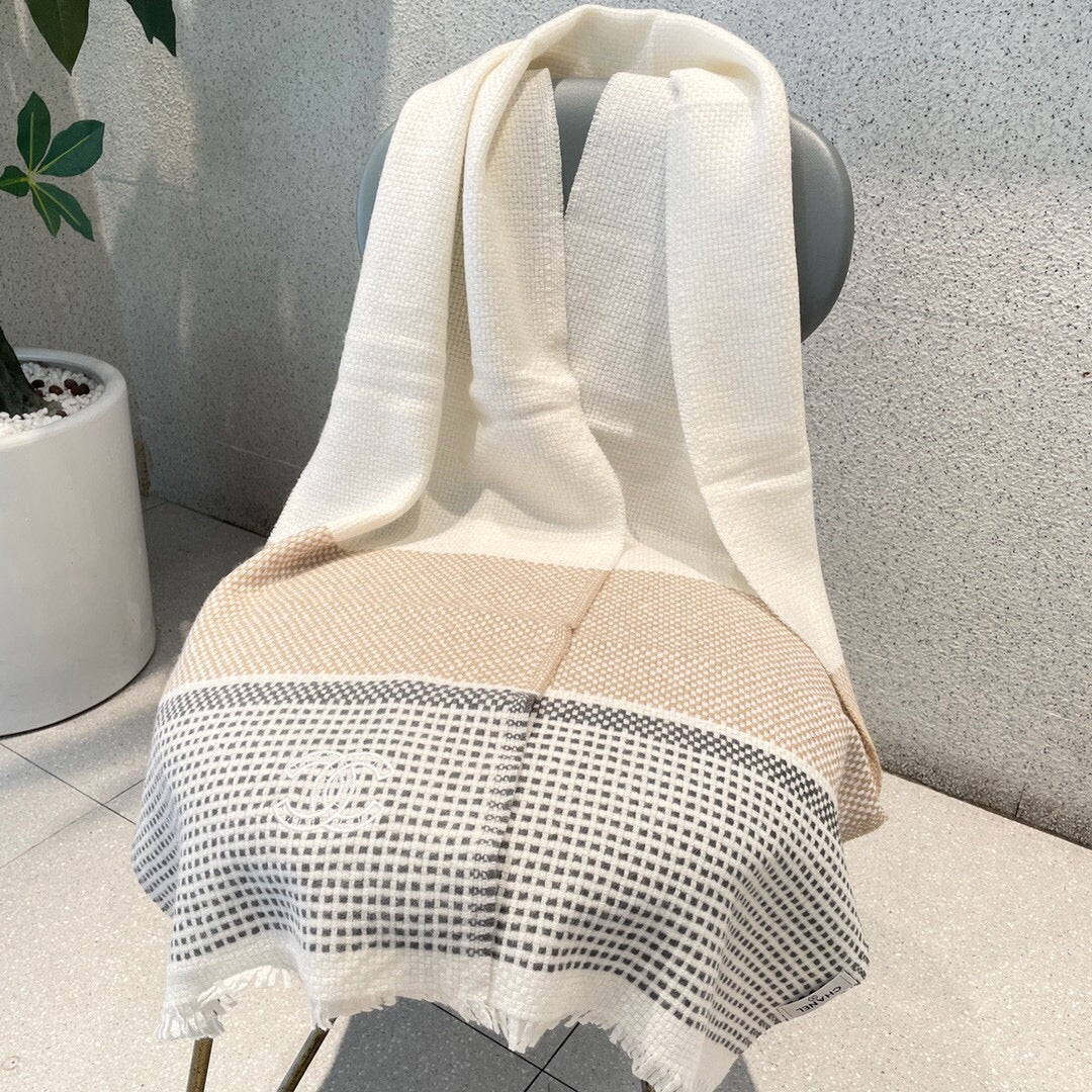 Двусторонняя кашемировая шаль/шарф Chanel - 32 см - 180 см - 100 см - Кашемир