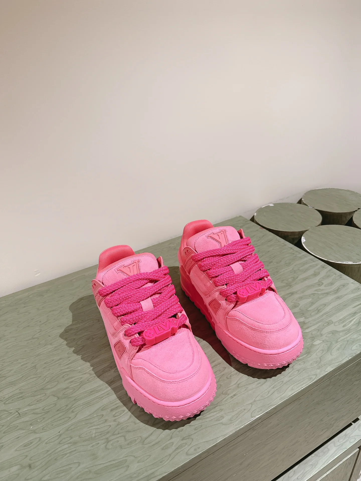 Кроссовки LV-2024 на платформе, розовые