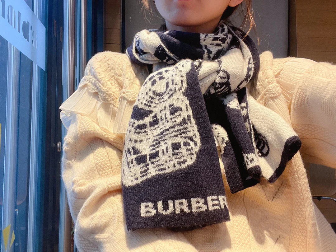 Вязаный кашемировый шарф Burberry - 30 см - 180 см - 100 см - Кашемир - 1 см