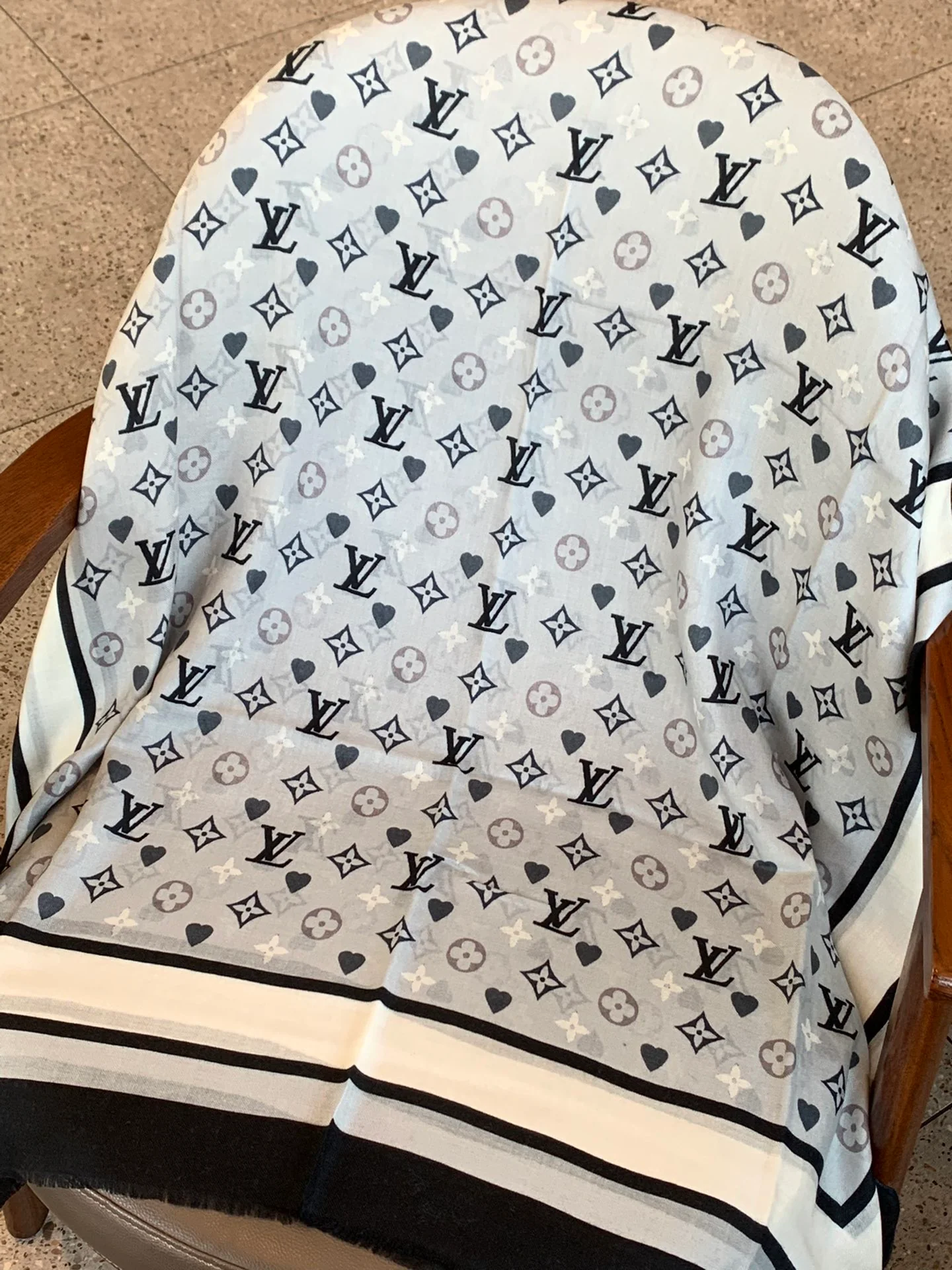 Длинный шарф Chanel с узором в виде открытки - 110-200 см - 100 г - Кашемир премиум-класса