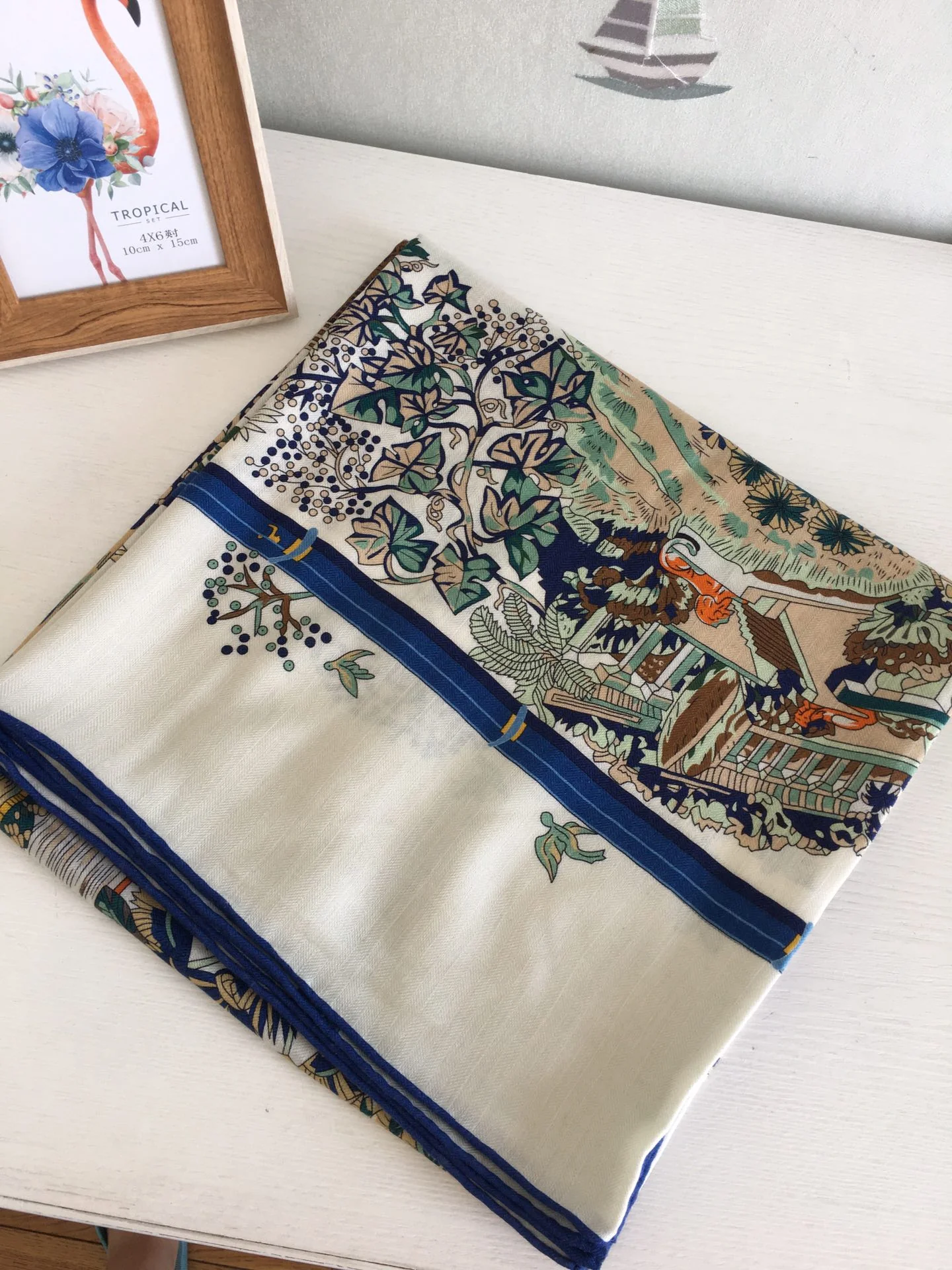 Большой двусторонний шарф Hermes - 140 см - 30 см - Шелк 70 - Шерсть