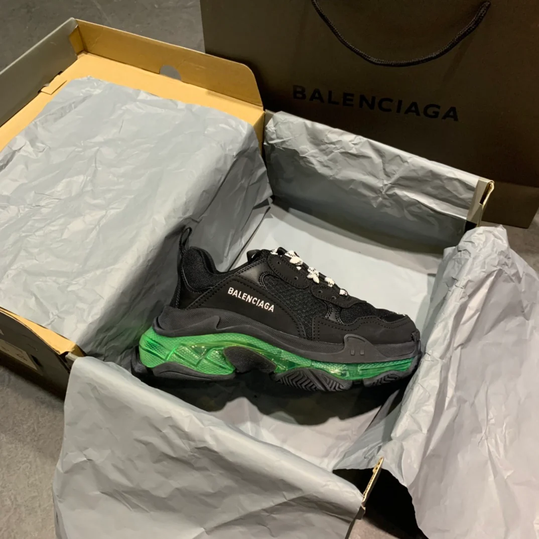 Li Shi - Dad Shoes - Air Cushion Sole - Black and Green