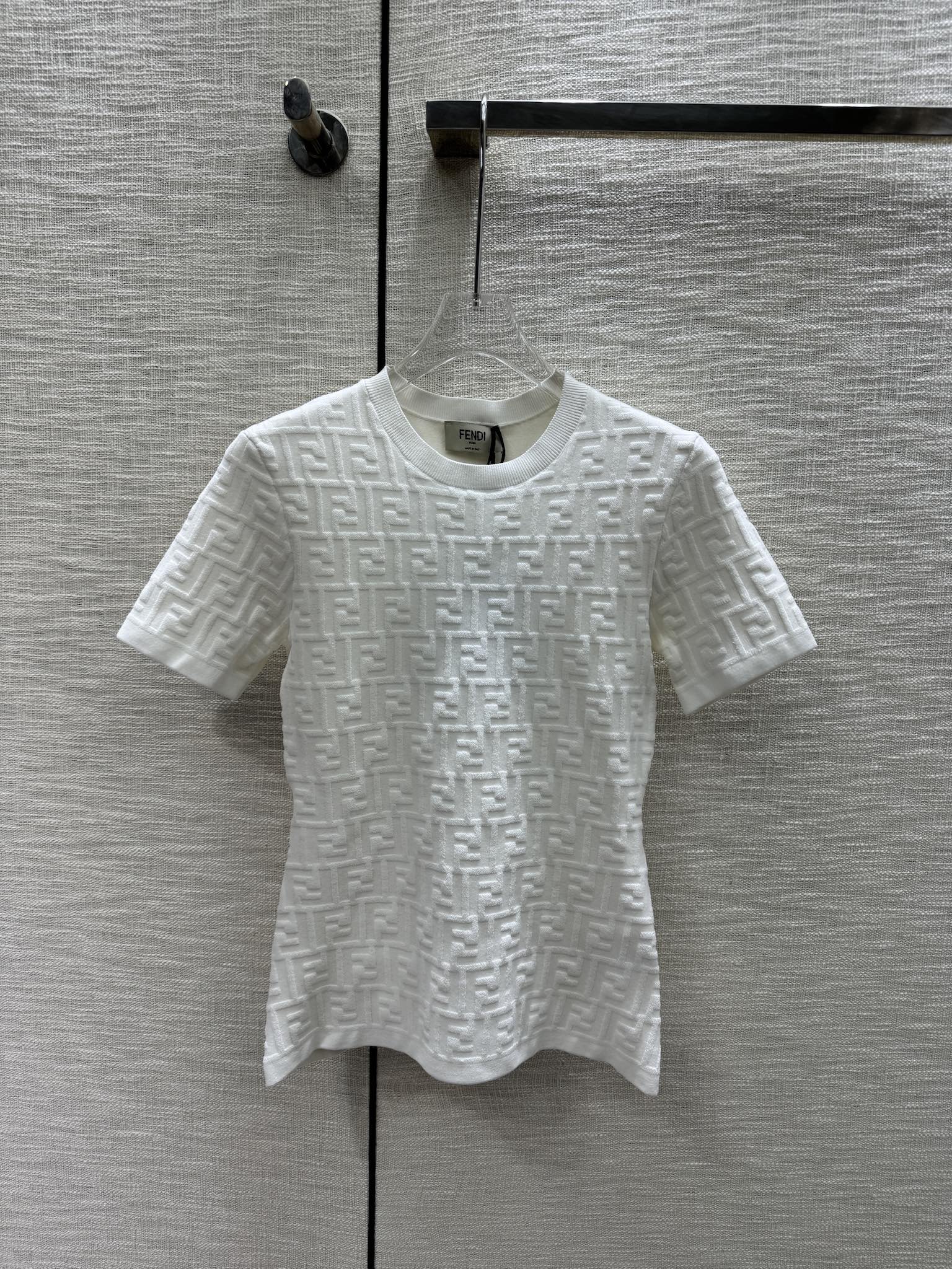 Fendi-2403-Double F 3D Letter Knit Short Sleeve