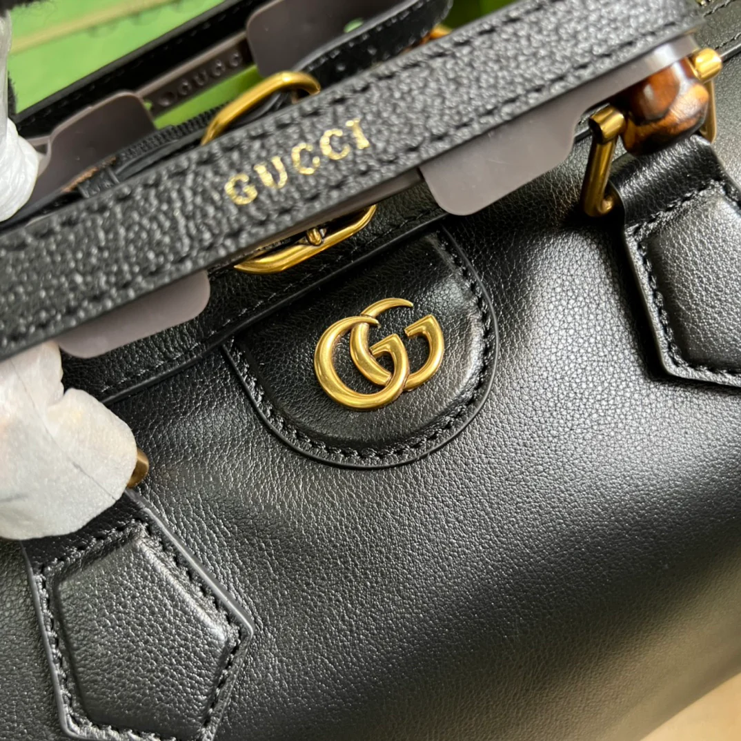 Сумка Gucci из бамбука - 30x18x15 см - Черная