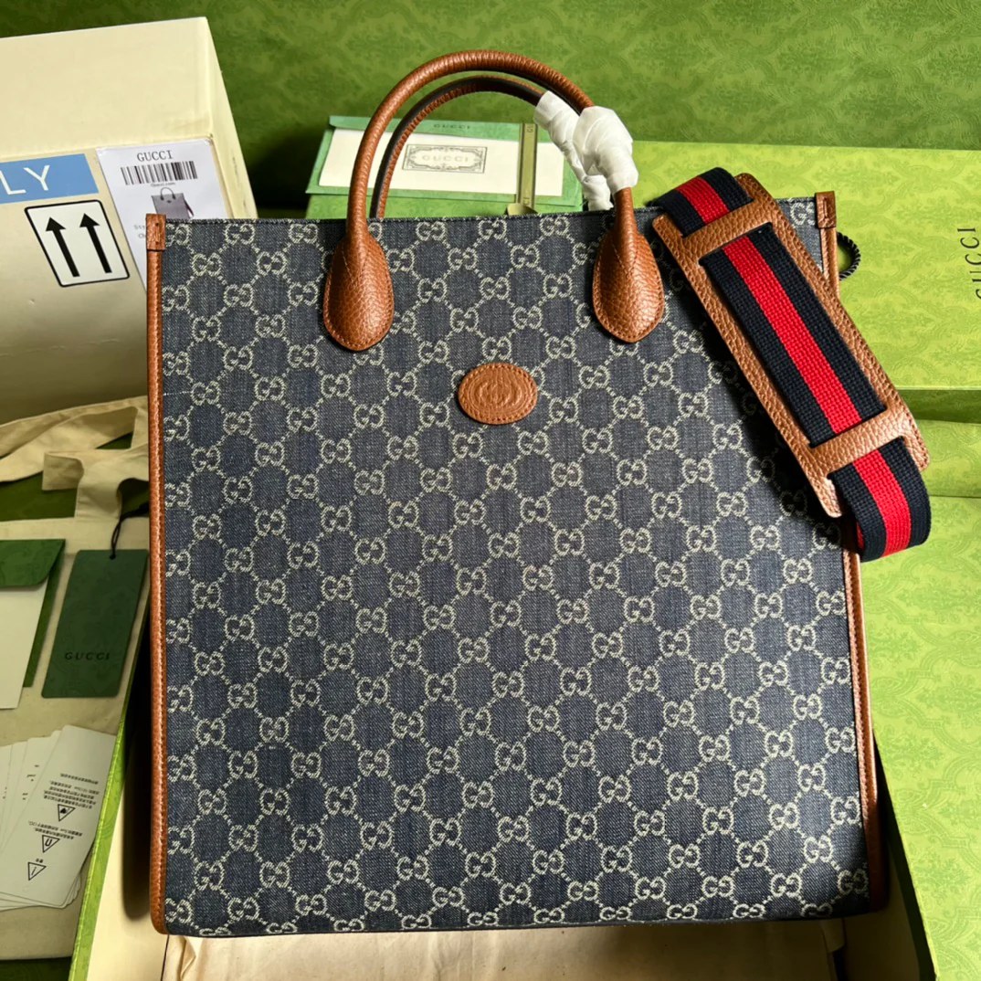 Большая джинсовая сумка-тоут Gucci - 36x38 см - 5x12 см - 1