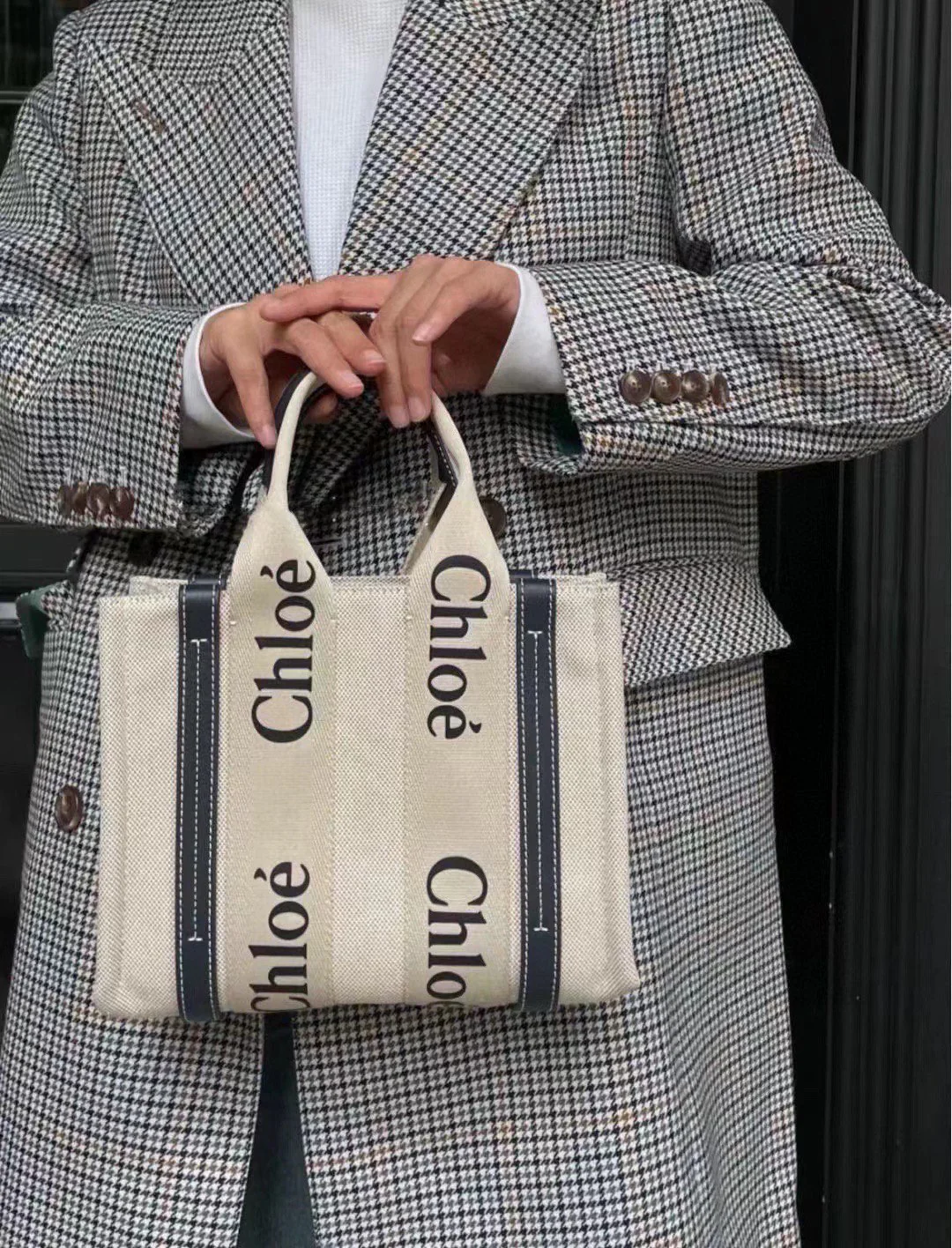 Сумка-тоут Chloe Woody - Маленькая - Черно-синяя