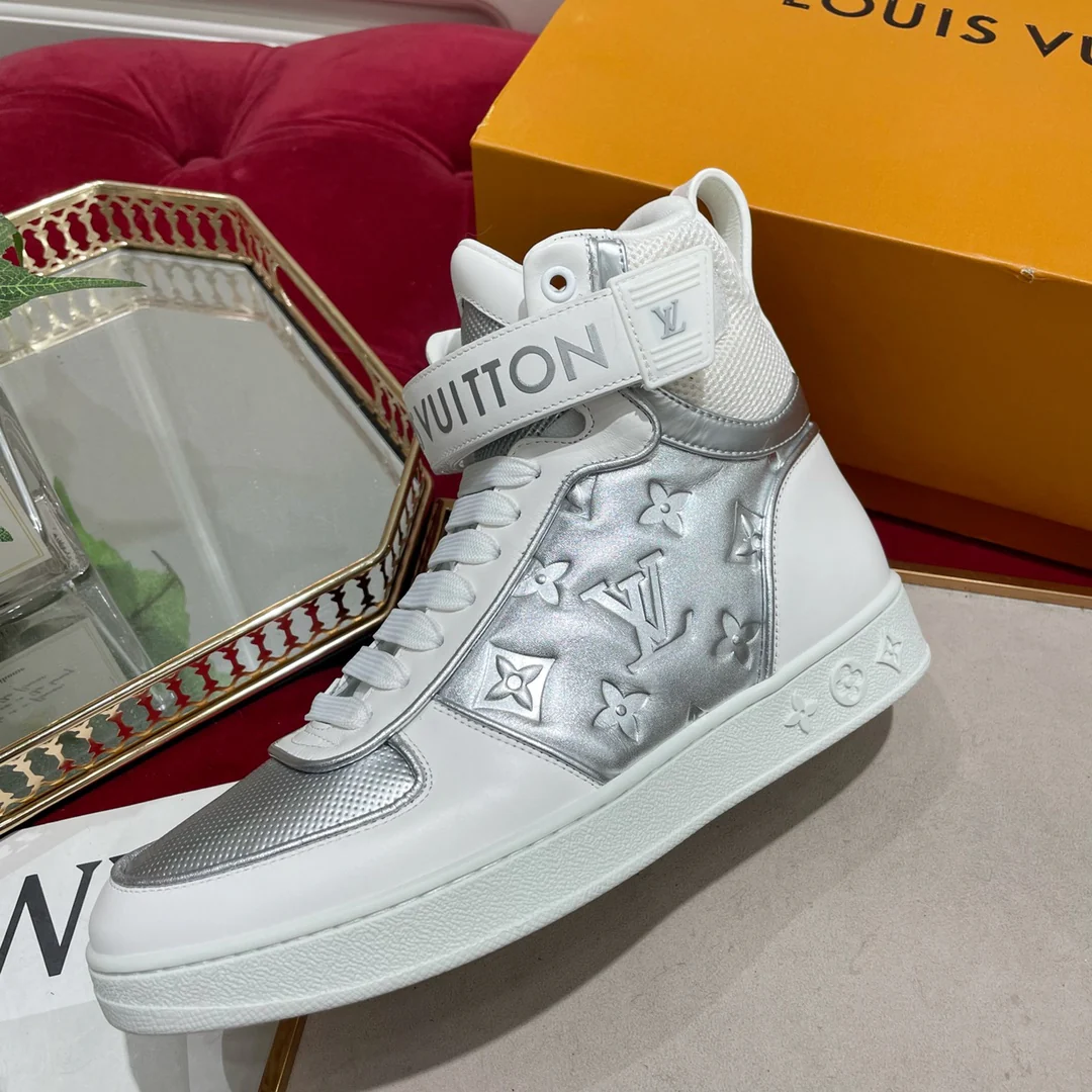 Обувь LV - кроссовки LV - высокие - повседневная обувь - серебристый