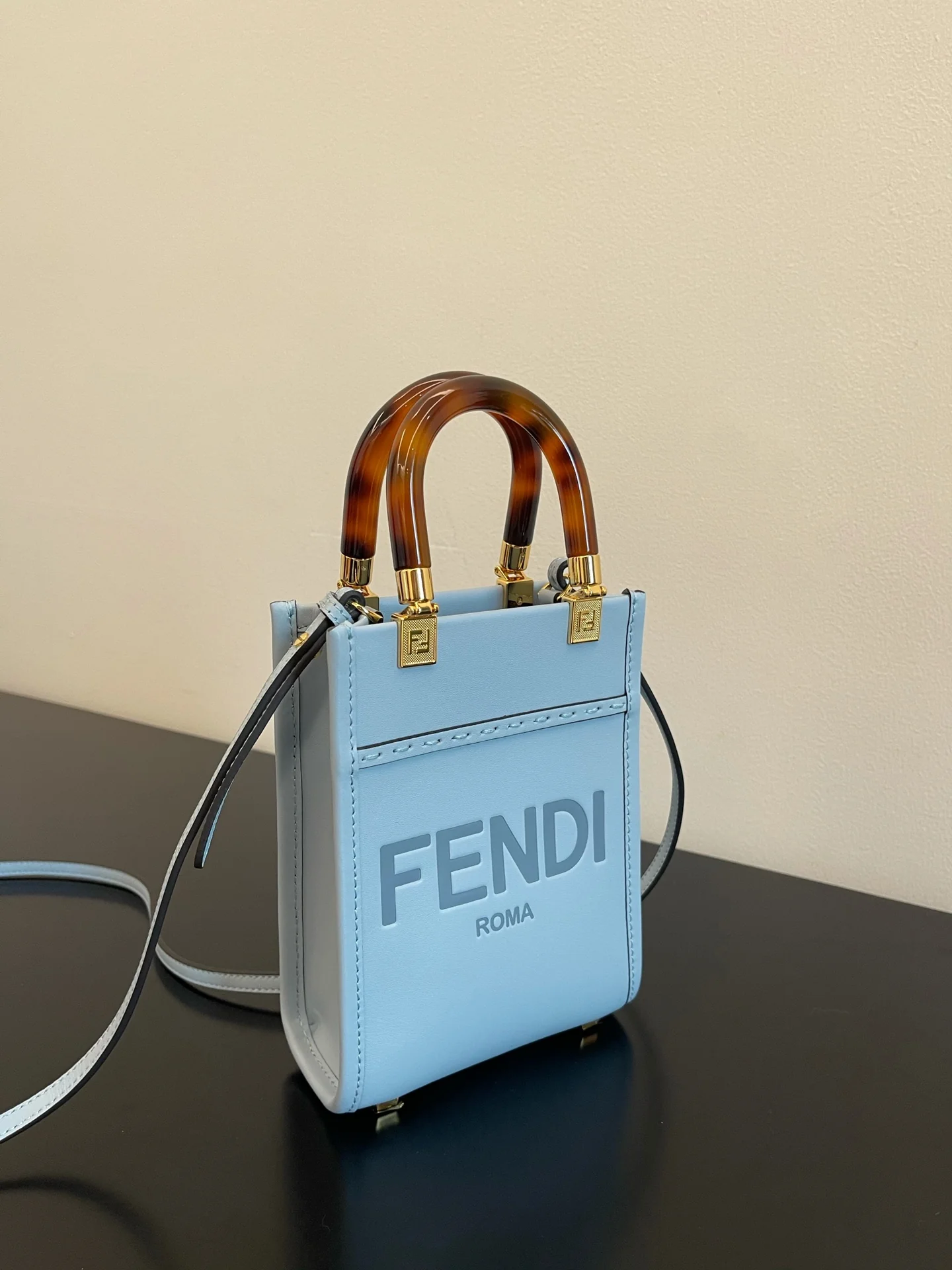 Сумка-тоут Fendi Sunshine - Мини - Светло-голубая