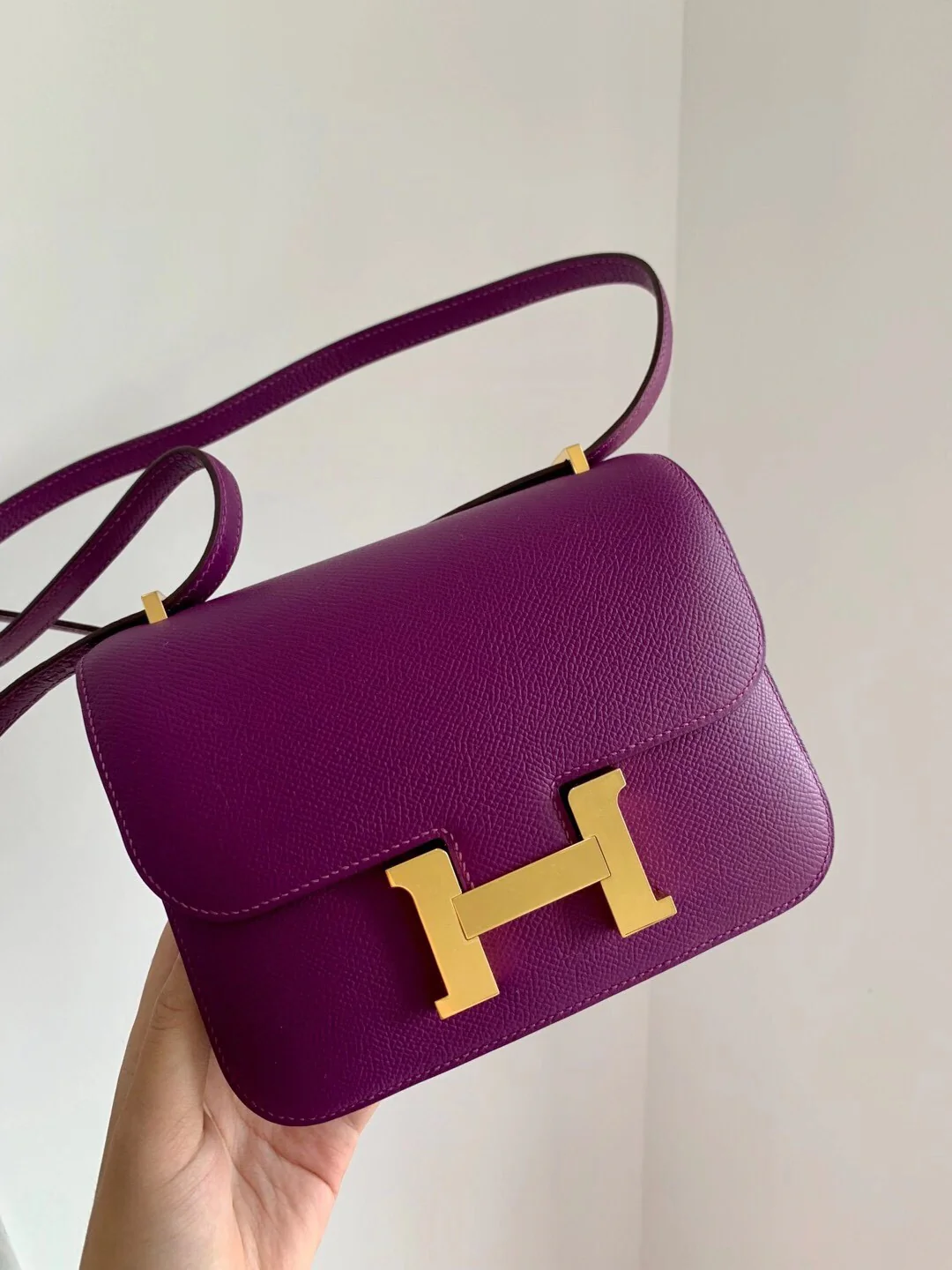 Hermes Constance Mini 19 P9 Anemone Purple Epsom Gold Buckle
