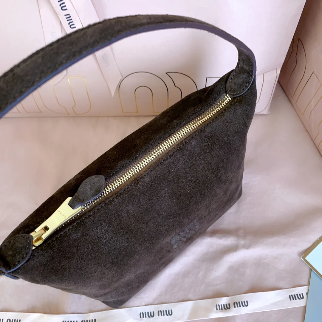 Сумка для ланча Miu Miu-5ne841 из замши, коричневая.