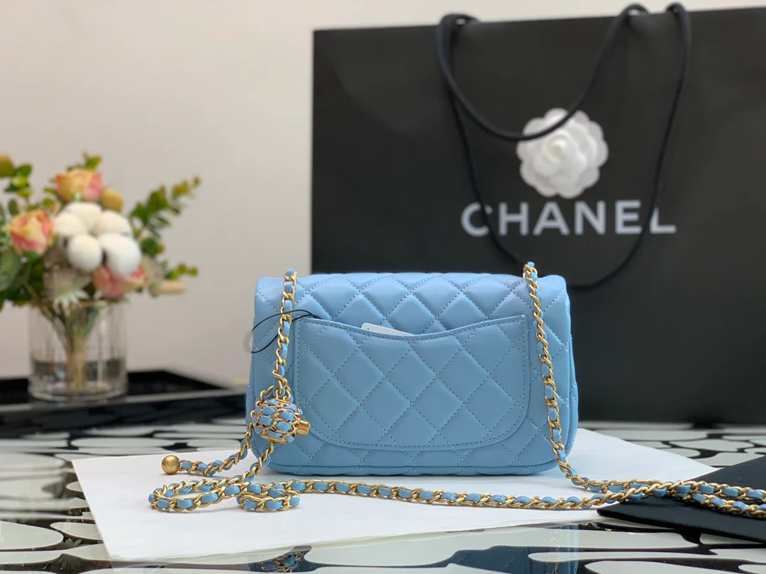 Chanel 2022 Walnut Gold Ball Square Fat Bread