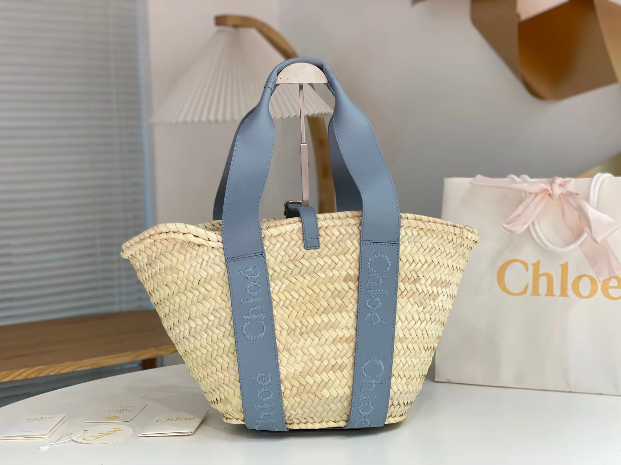 Chloe - Новинка лета 2023 - Плетеная соломенная сумка - Синяя