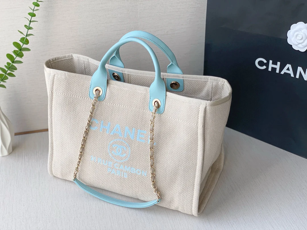 Пляжная сумка Chanel из коллекции Весна/Лето 2022 - Синяя - Большая