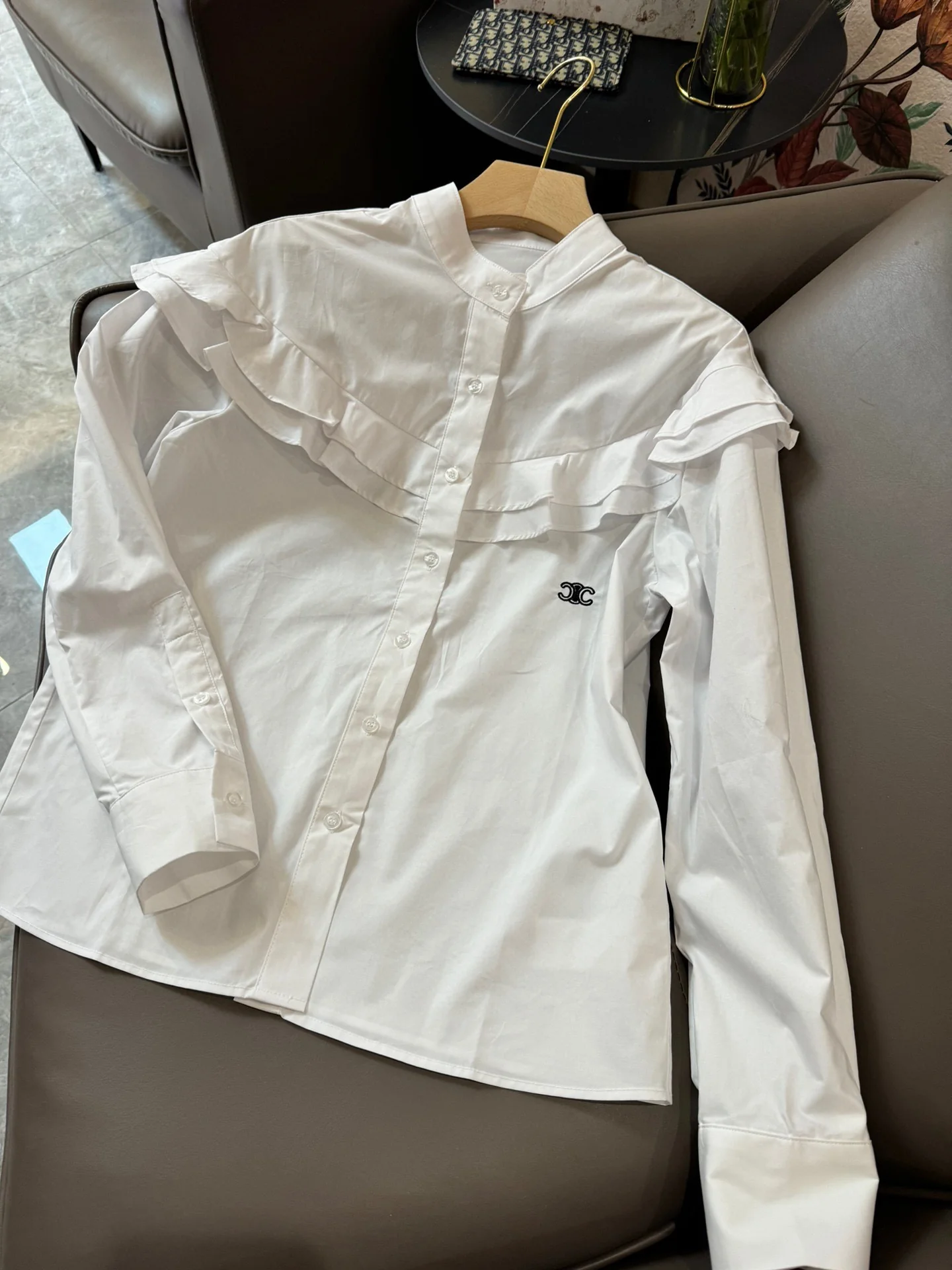 Рубашка с длинными рукавами из хлопка Celine-2403 с оборками