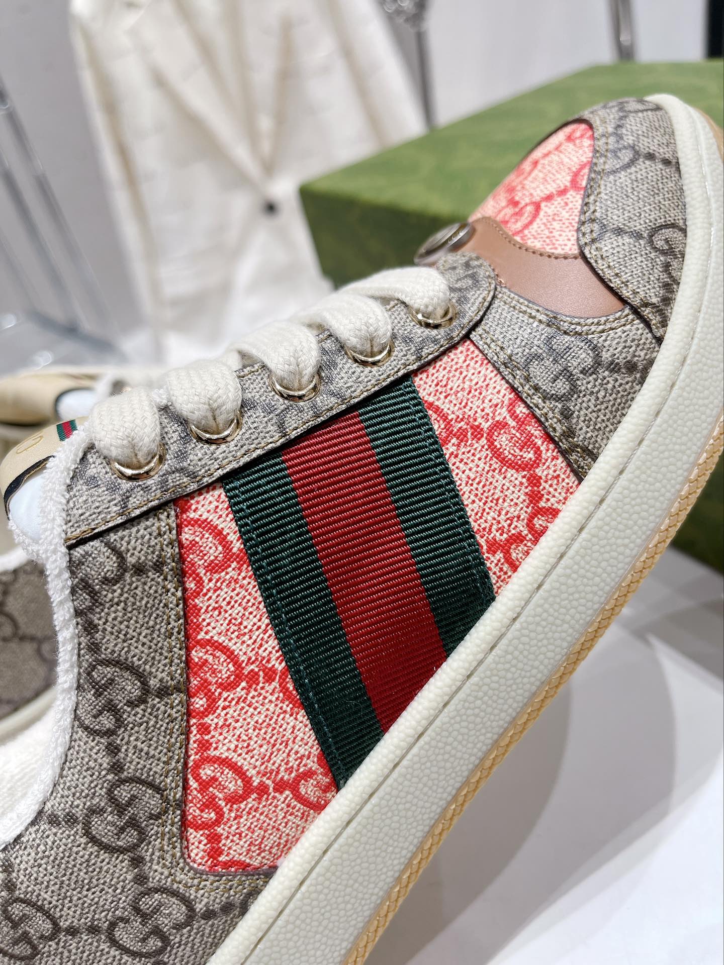 Gucci - Повседневные кроссовки - Парный стиль - Коричнево-розовые