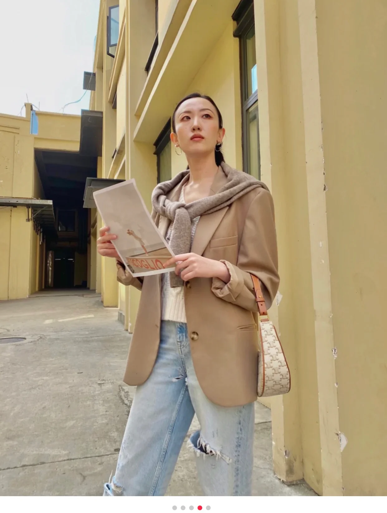 Сумка Celine Ava Triomphe из канваса — белая с монограммой.