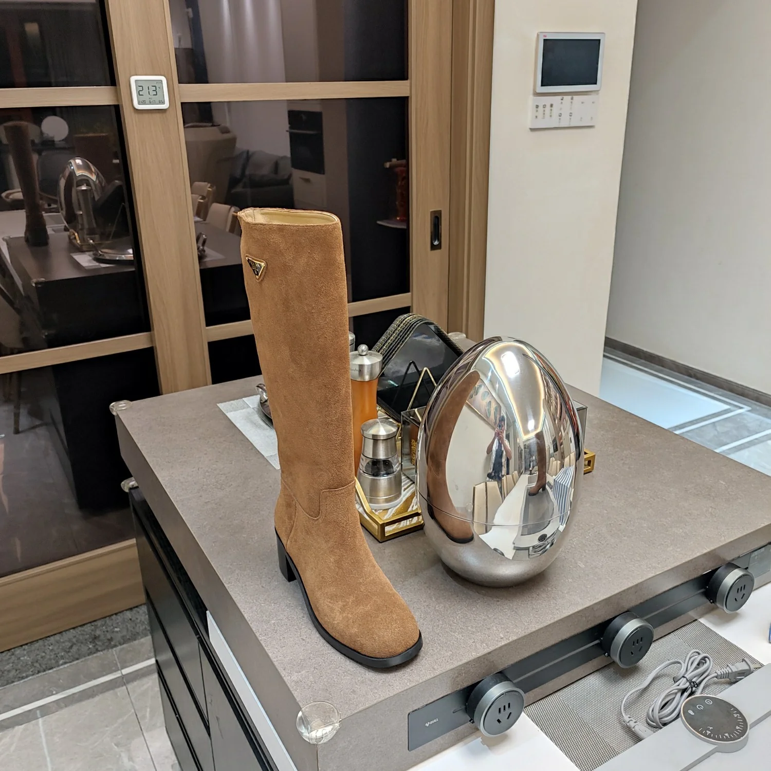 Сапоги для верховой езды Prada 2024 7-5 см - коричневые