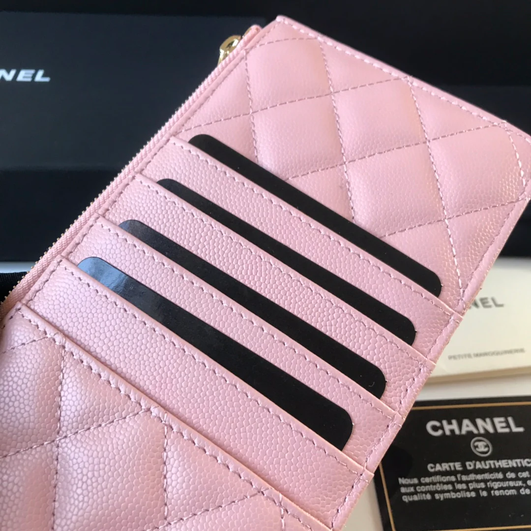 Chanel - Длинный кошелек/держатель для карт на молнии - Плоский длинный кошелек