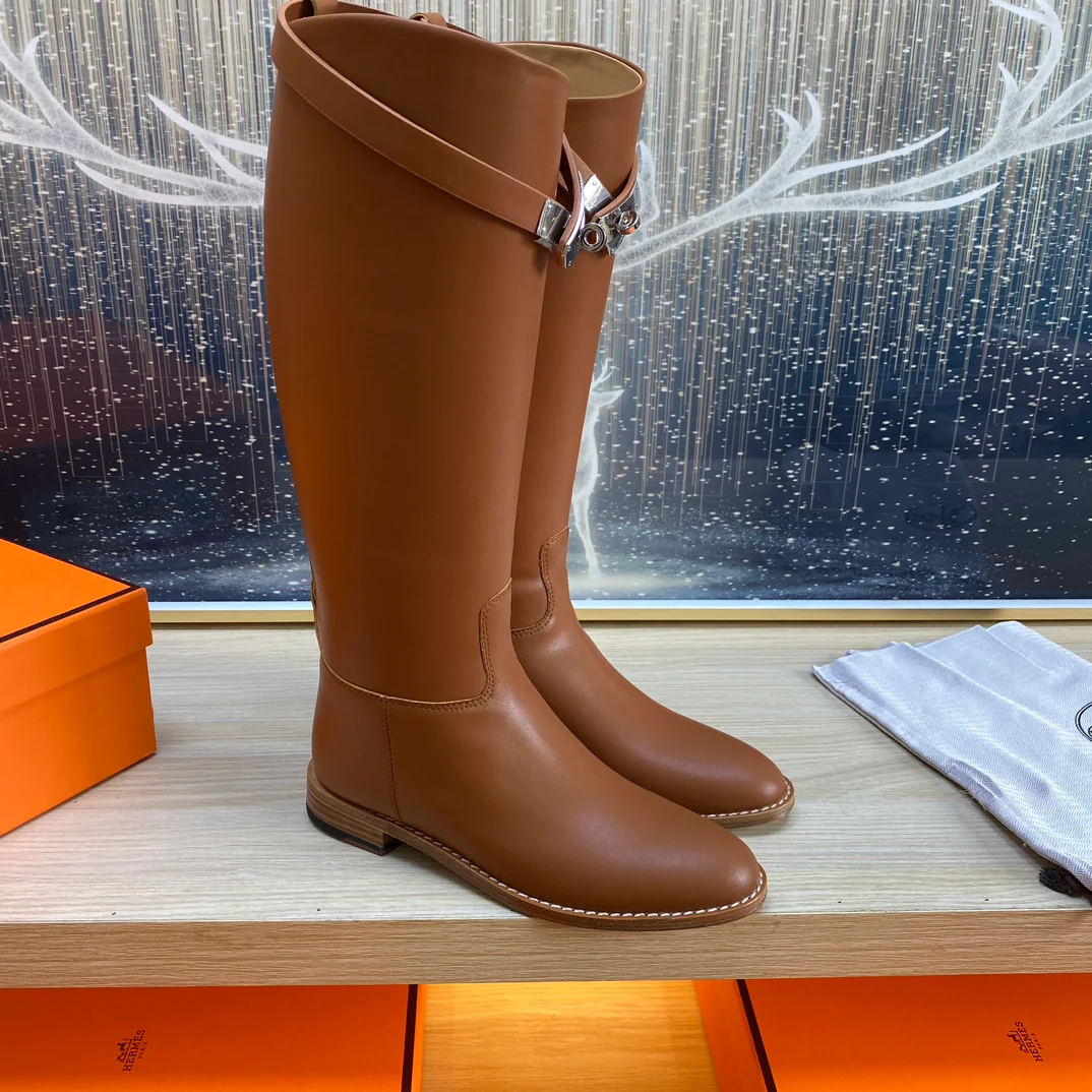 Длинные сапоги Hermes 2024 - коричневые