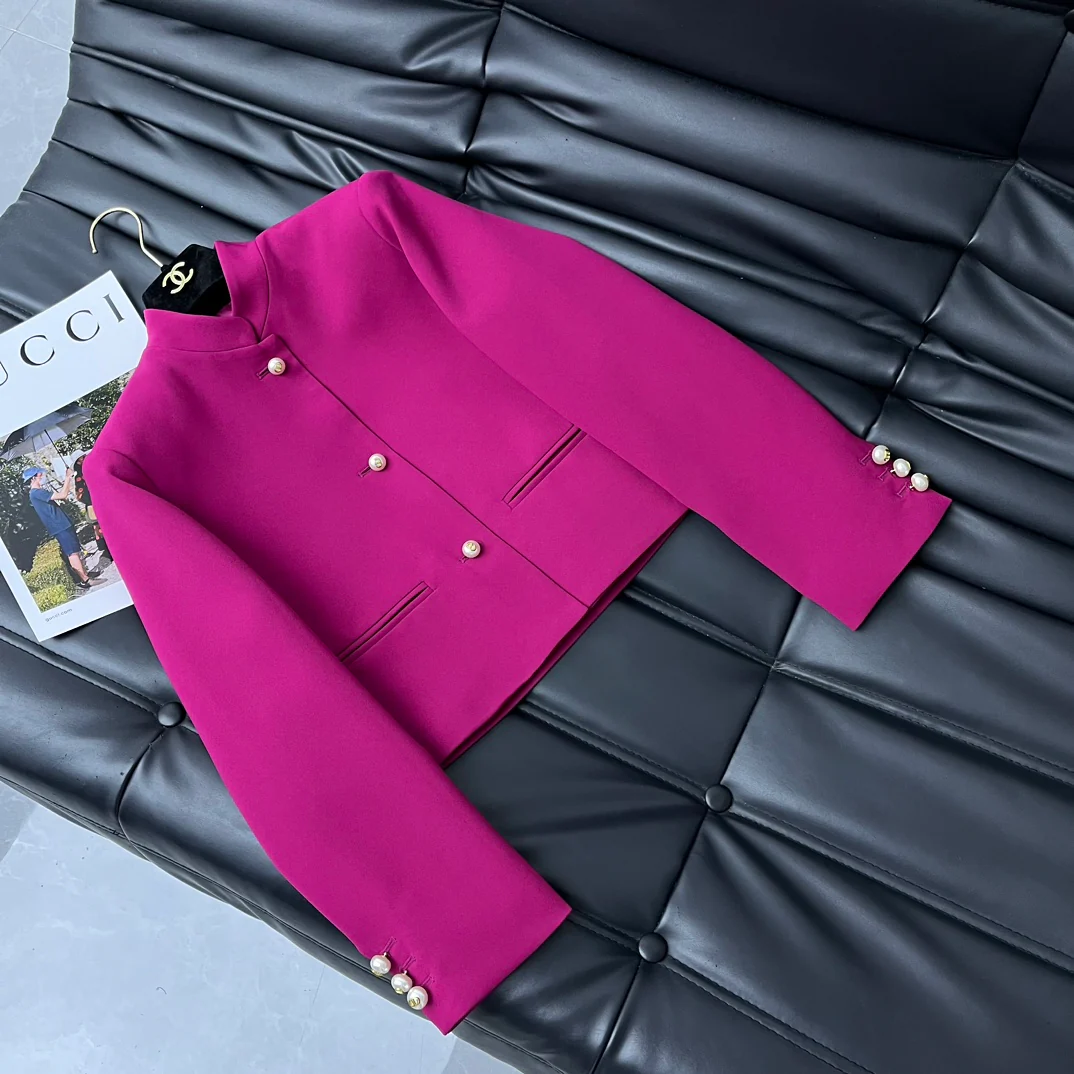 Dior - 2403-24 Новинка: Блейзер со стоячим воротником - Розовый