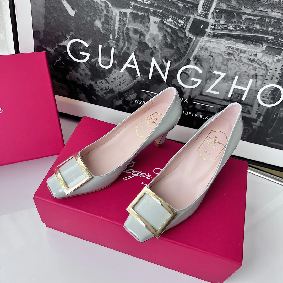 Туфли RV - классические туфли на высоком каблуке - 7-5 см - серо-голубые