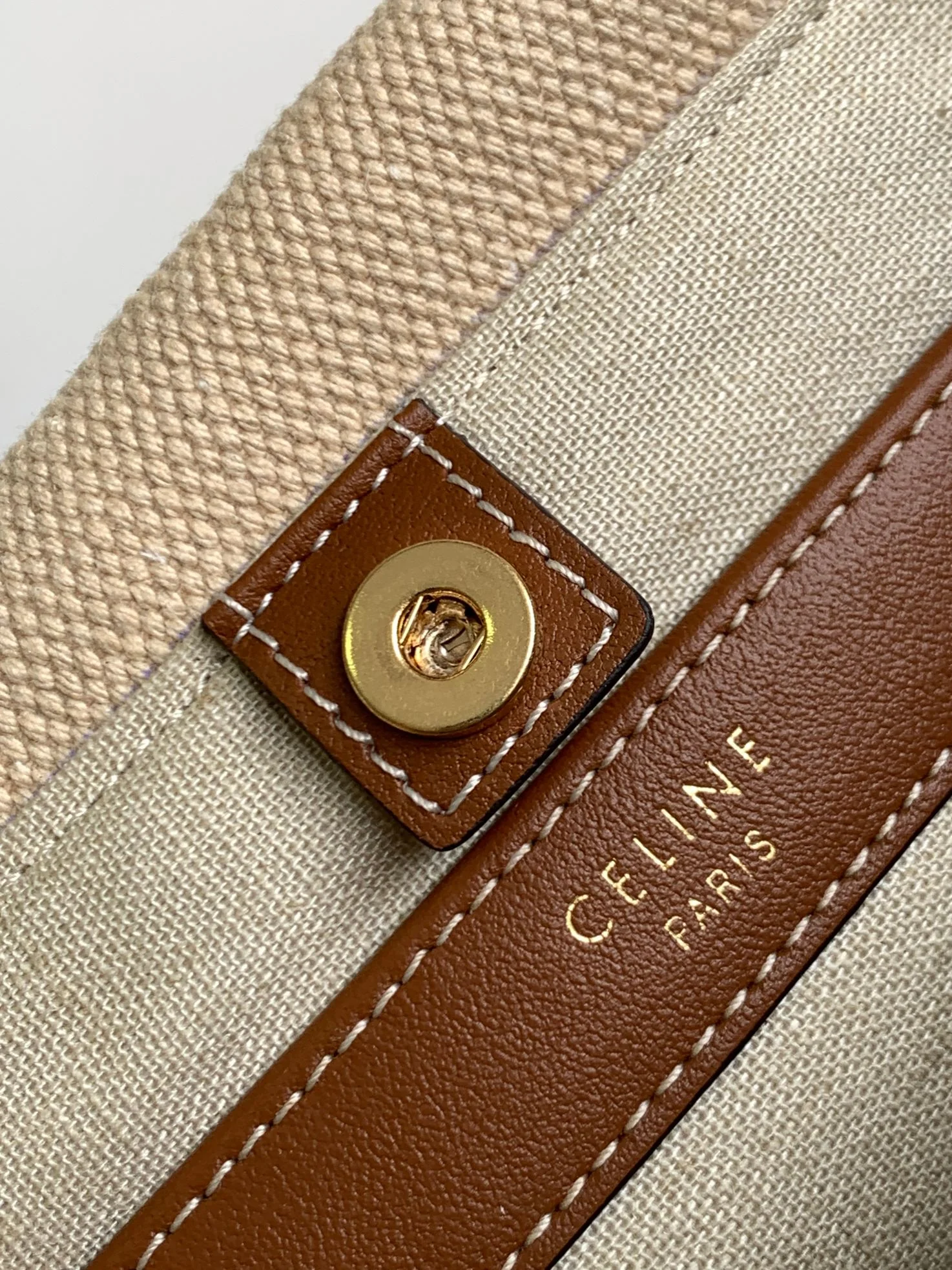 Сумка на завязках Celine Cuir Cabas - Маленькая - Коричневая, из холста