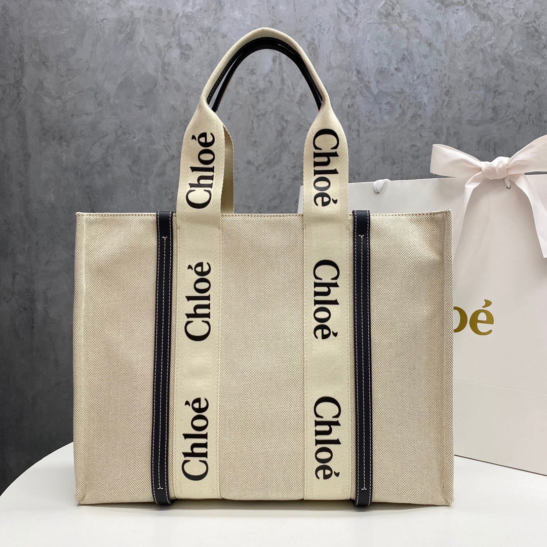 Сумка-тоут Chloe Woody - Большая - Черно-синяя