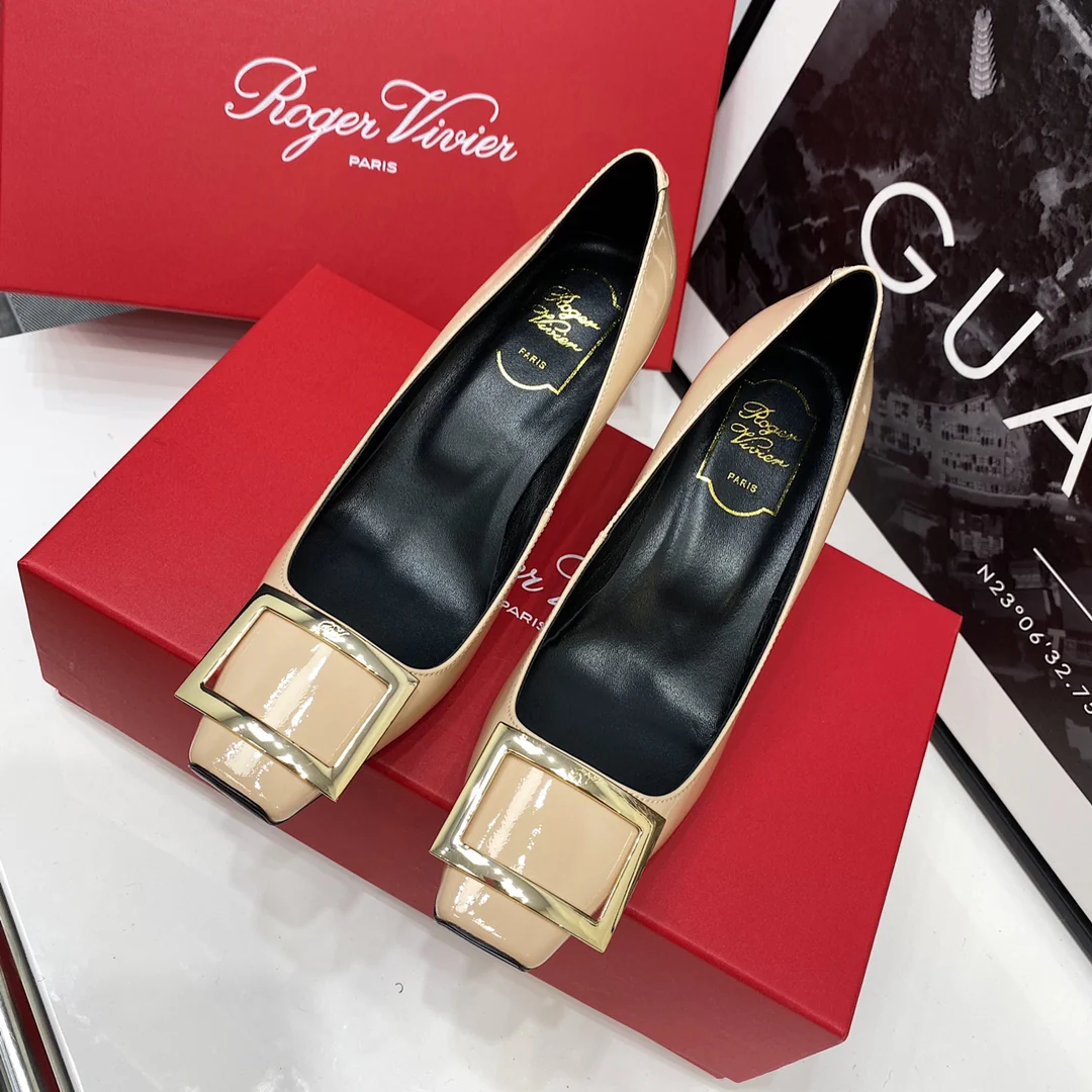 Туфли на банановом каблуке RV-7-5 см - телесно-розовые