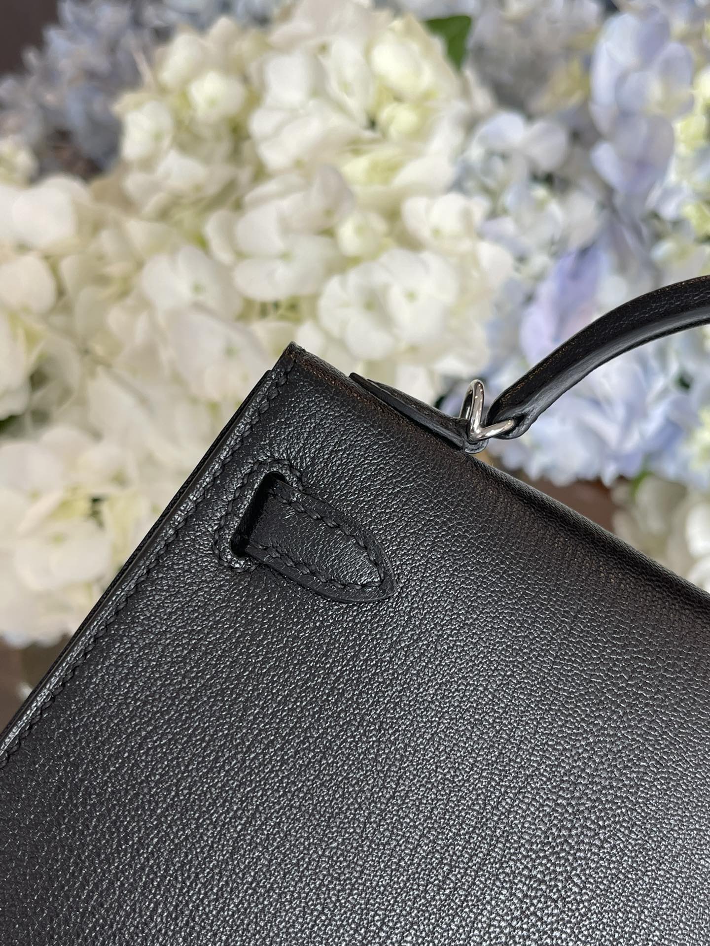 Hermes Kelly Mini 2nd Generation Epsom Black Silver Buckle 1
