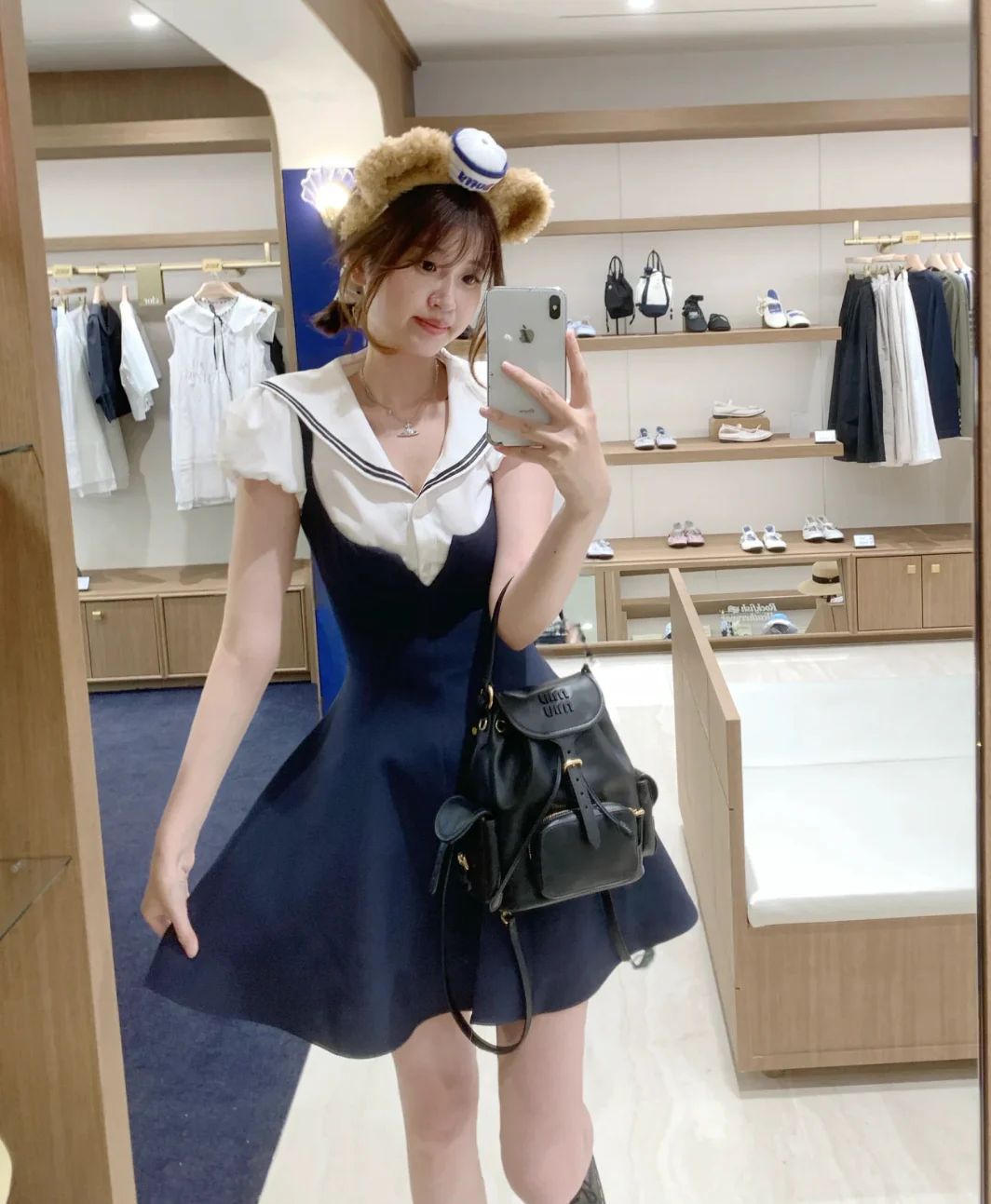 Рюкзак Miu Miu из канваса и кожи — маленький, черный — Outfit Sharing