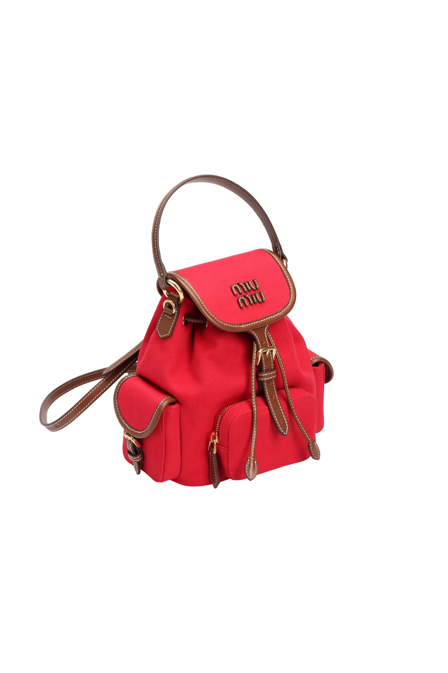 Рюкзак Miu Miu из канваса и кожи - Маленький - Красный - Брендовый