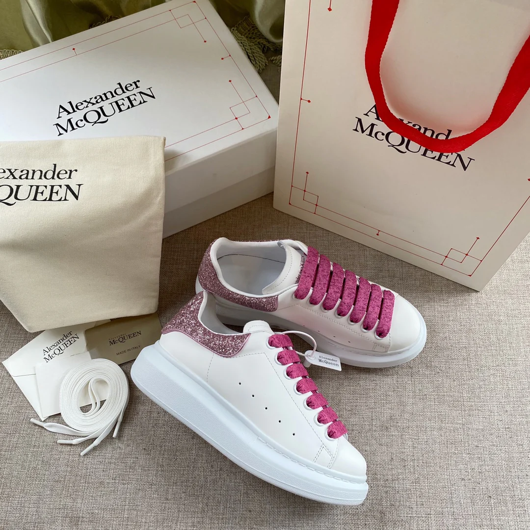 McQueen - Розовые - С блестящим низом - Белые кроссовки