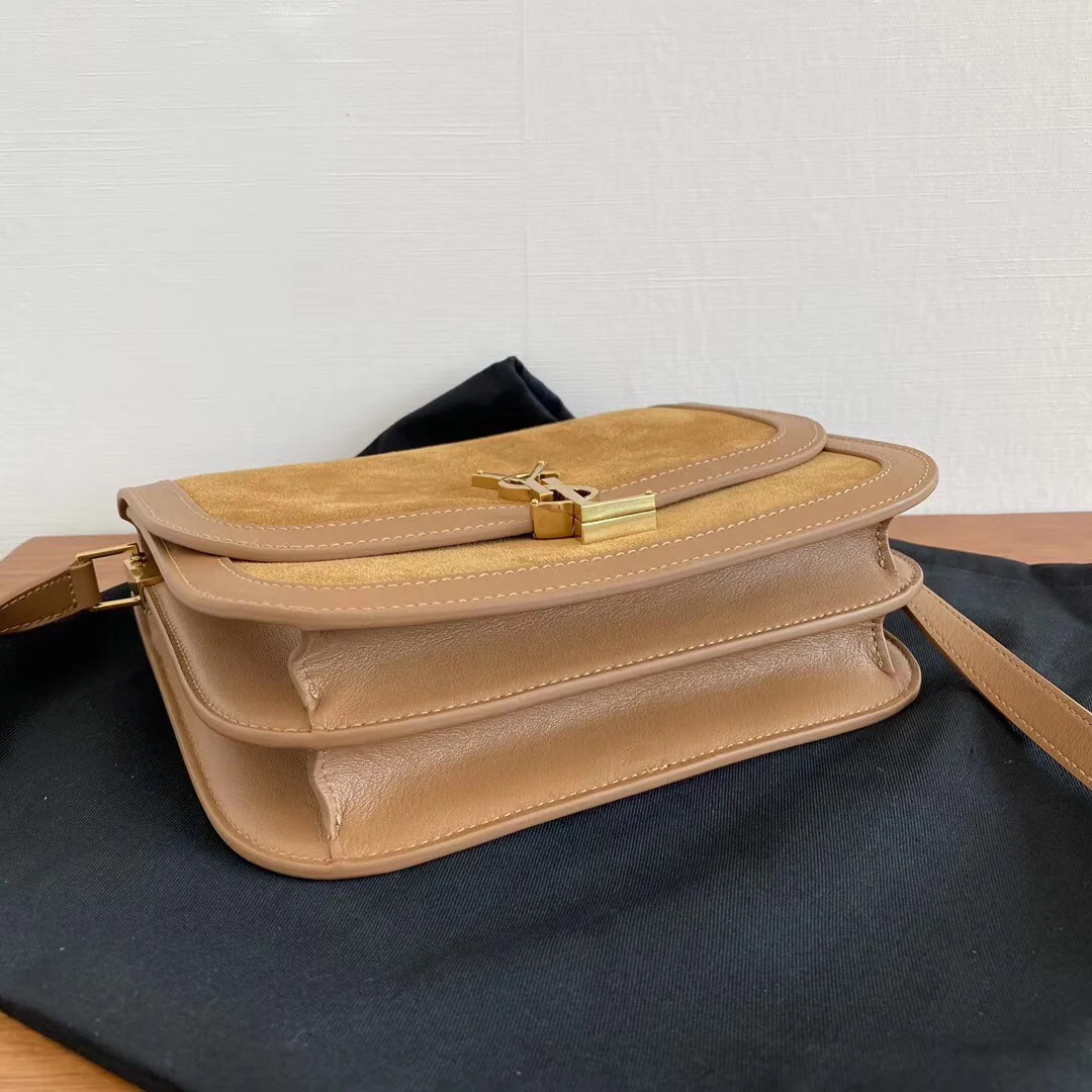 YSL Solferino Tofu Bun - Замша - Коричневый