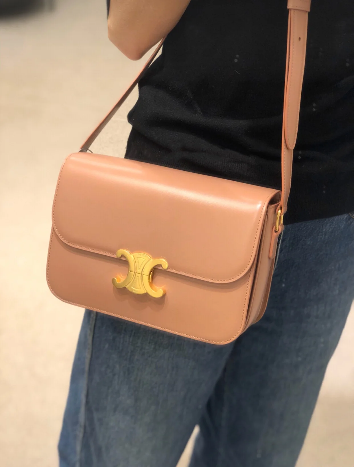 Celine Triomphe Medium Calfkin Rose Pink
