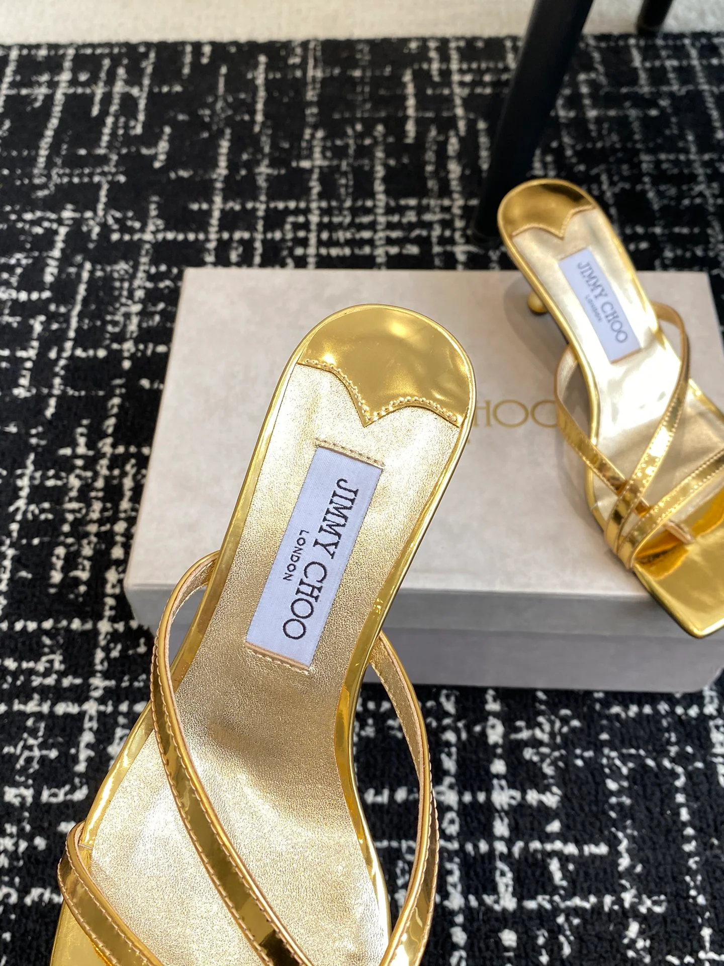 JC - Туфли на каблуке в форме капли с квадратным носком, 2024 год - золотистые