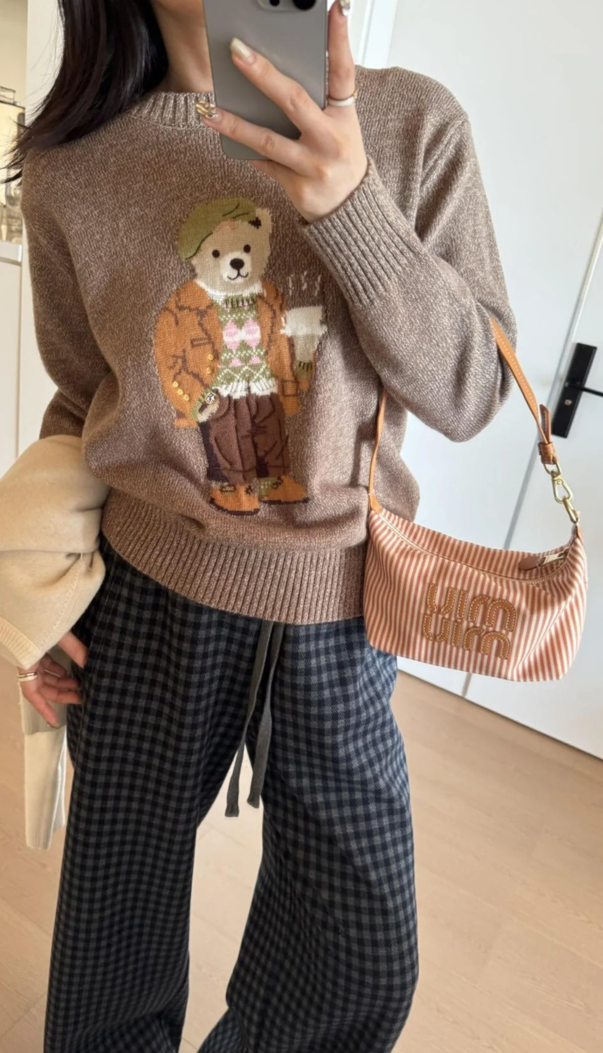 Косметичка/сумка для ланча Miu Miu из жаккардовой ткани - цвет хаки