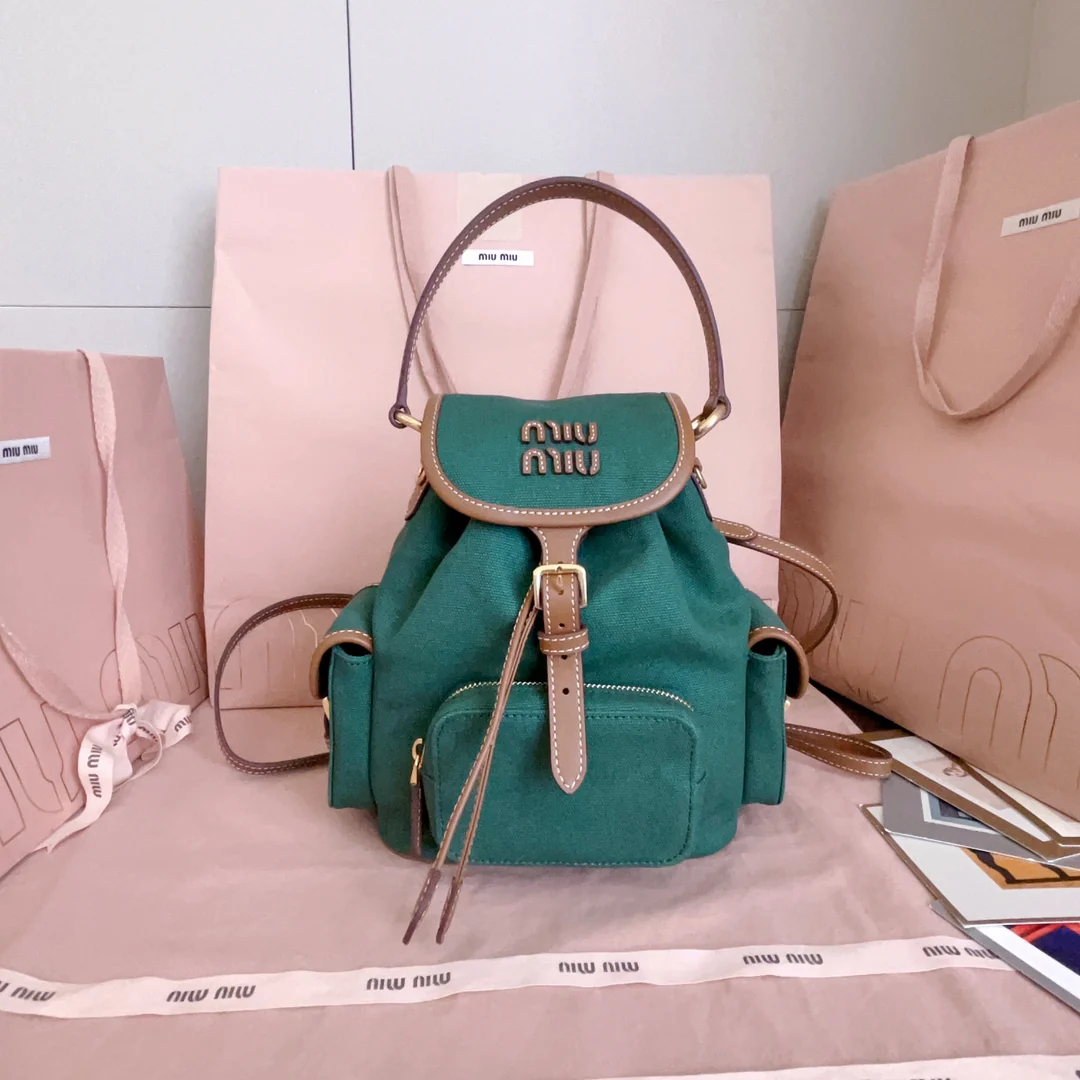 Рюкзак Miu Miu-5bz043-мини-льняной зеленый