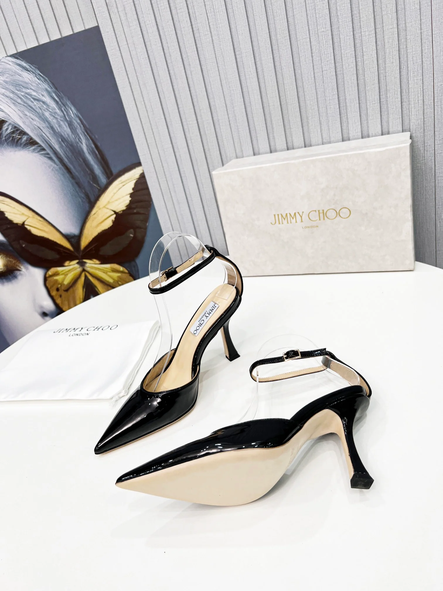 Босоножки на шпильке с острым носком Jimmy - черные