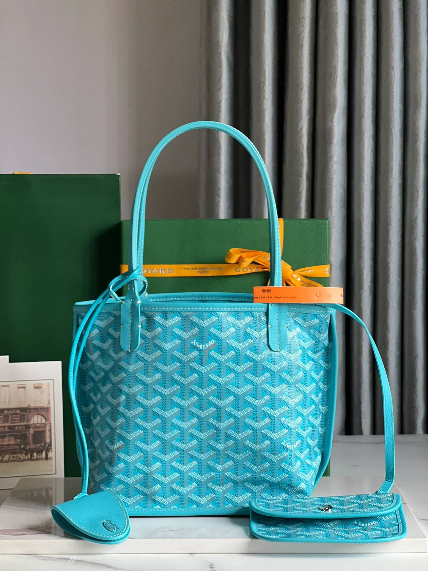 Мини-сумка Goyard Anjou - бирюзовый синий