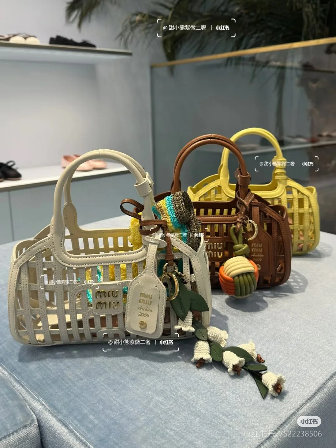 Корзинка из кожи наппа Miu Miu-5ba294 - абрикосово-розовый