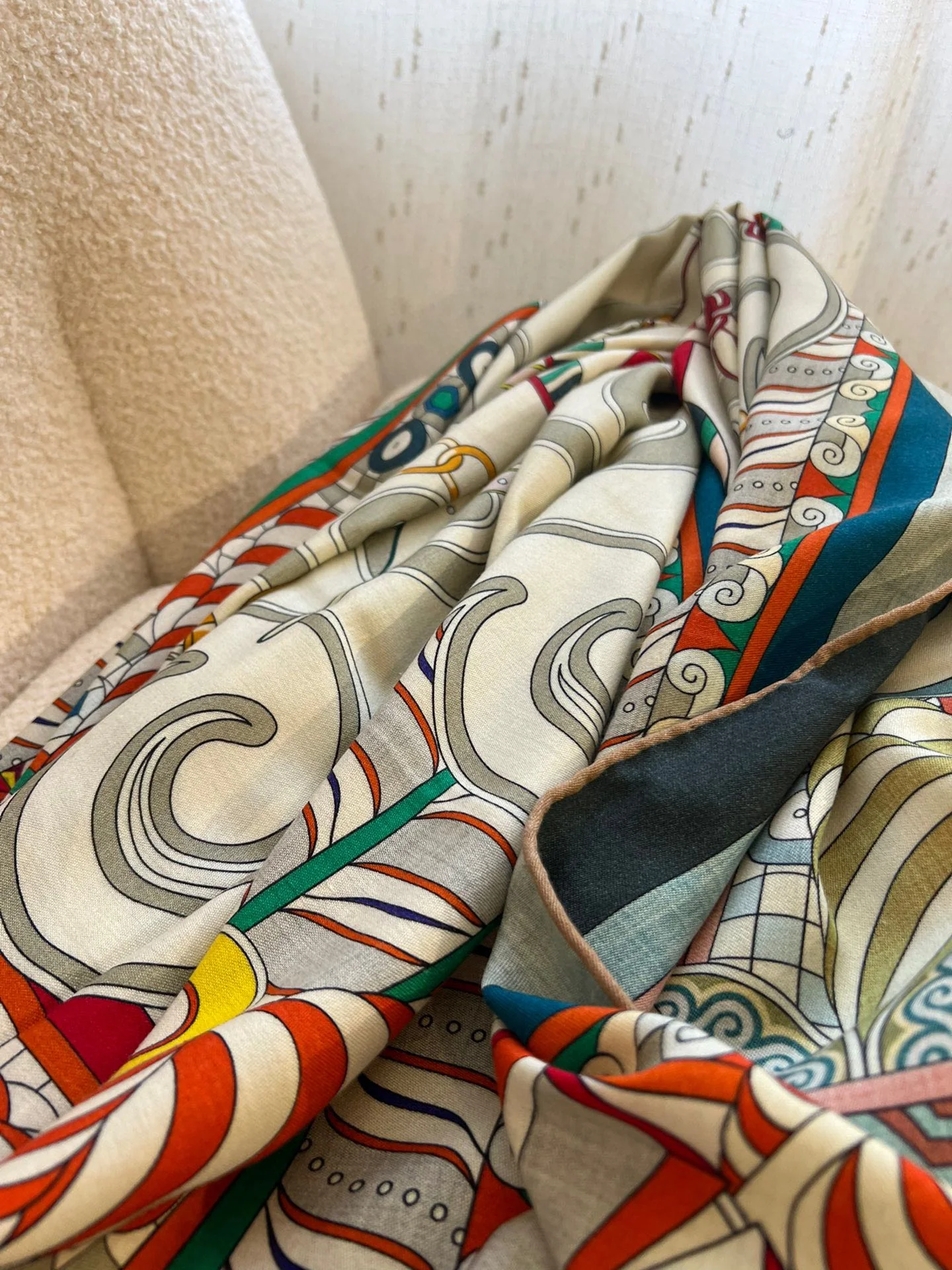 Шелковый шарф Hermes 140 см - 1 шт.